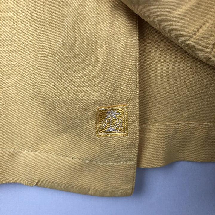 Tommy Bahama short sleeve open collar silk shirt, box shirt, men's XL size silk yellow type Vintage Second Hand