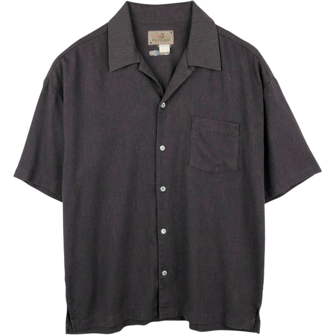 90'S BC ETHIC Short-Sleeve Open-Collar Rayon/Poly Shirt, Boxy Shirt, Made in USA, Men's XL Equivalent, Vintage Rayon brown type Vintage Second Hand