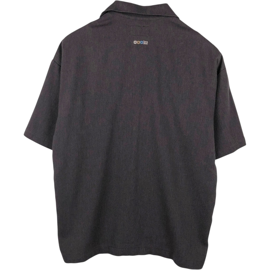 90'S BC ETHIC Short-Sleeve Open-Collar Rayon/Poly Shirt, Boxy Shirt, Made in USA, Men's XL Equivalent, Vintage Rayon brown type Vintage Second Hand