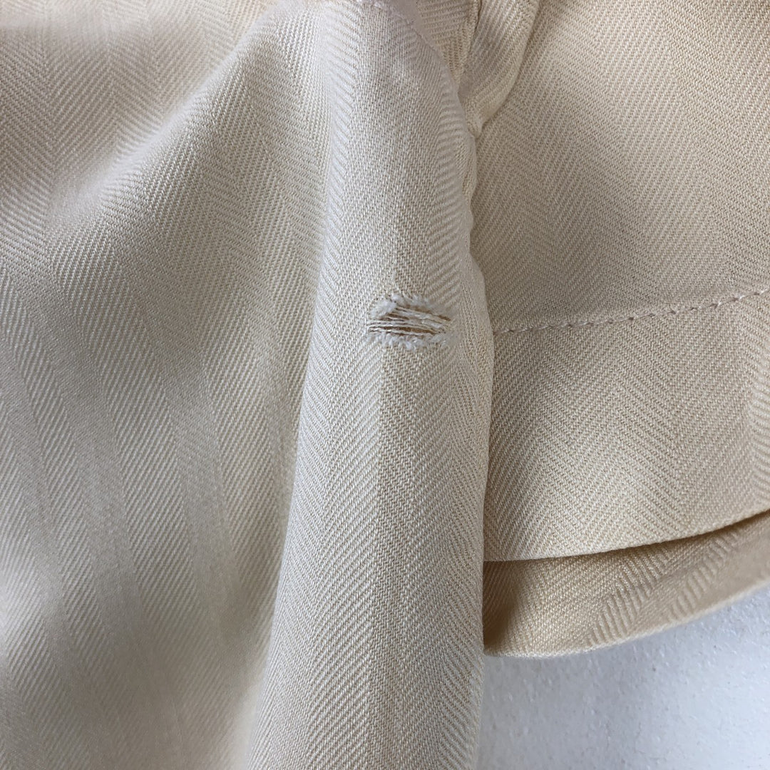 ISLAND REPUBLIC Short-Sleeve Open-Collar Silk Shirt, Boxy Fit, Men's Size L (approx.) silk Beige type Vintage Second Hand