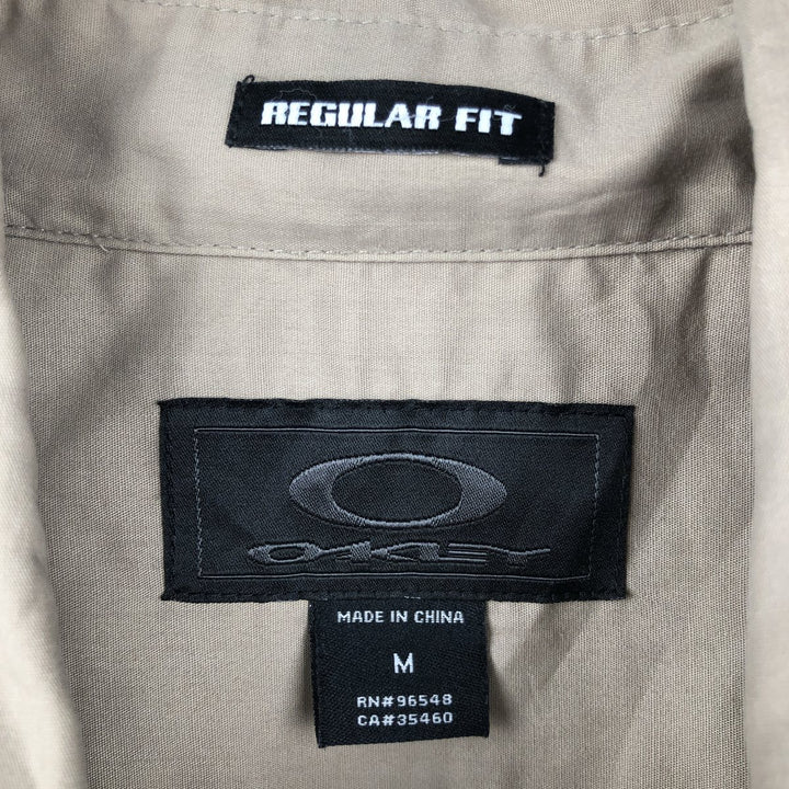 Oakley Regular Fit Short-Sleeve Poly-Cotton Shirt, Men's Size M (approx.) polyester beige type brown Vintage Second Hand