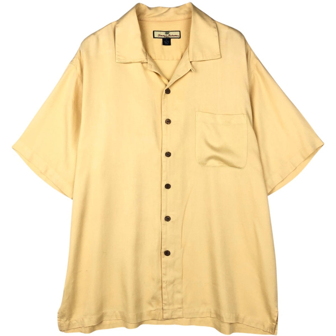Tommy Bahama short sleeve open collar silk shirt, box shirt, men's XL size silk yellow type Vintage Second Hand