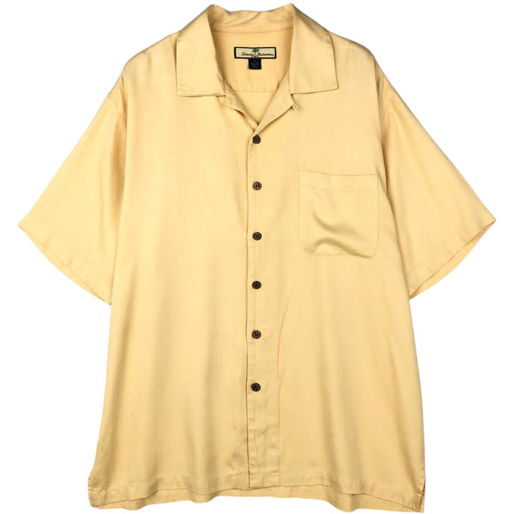 Tommy Bahama short sleeve open collar silk shirt, box shirt, men's XL size silk yellow type Vintage Second Hand