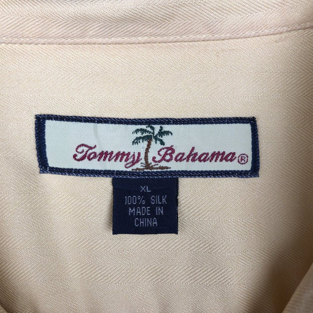 Tommy Bahama short sleeve open collar silk shirt, box shirt, men's XL size silk yellow type Vintage Second Hand