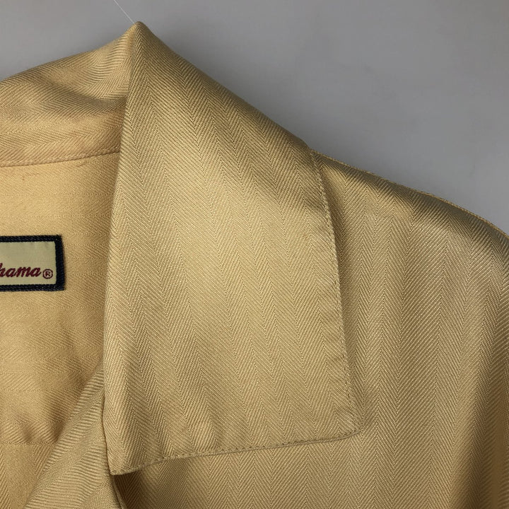 Tommy Bahama short sleeve open collar silk shirt, box shirt, men's XL size silk yellow type Vintage Second Hand