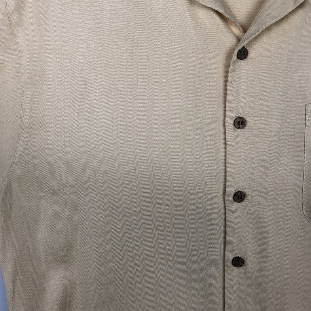 Tommy Bahama short sleeve open collar silk shirt, box shirt, men's XL size silk yellow type Vintage Second Hand