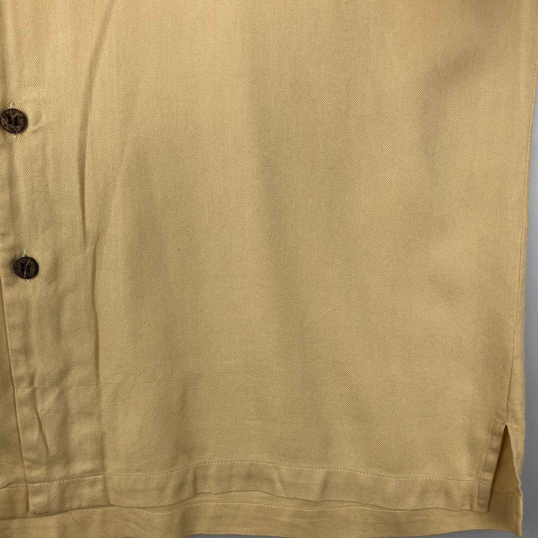 Tommy Bahama short sleeve open collar silk shirt, box shirt, men's XL size silk yellow type Vintage Second Hand