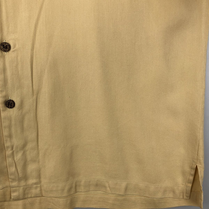 Tommy Bahama short sleeve open collar silk shirt, box shirt, men's XL size silk yellow type Vintage Second Hand