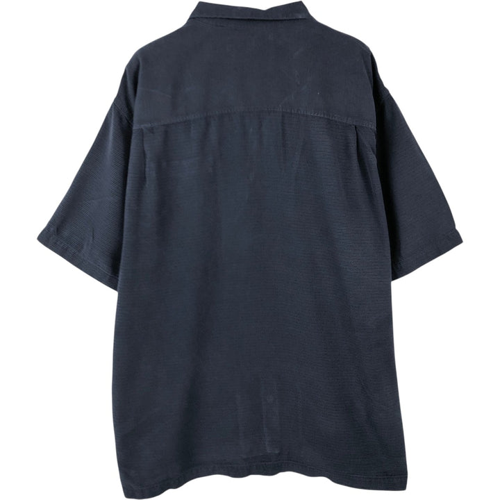 Tommy Bahama short-sleeved open-collar rayon shirt, boxy fit, men's size L. Rayon navy blue type Vintage Second Hand