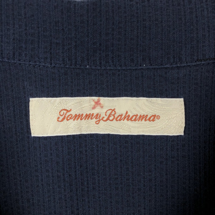 Tommy Bahama short-sleeved open-collar rayon shirt, boxy fit, men's size L. Rayon navy blue type Vintage Second Hand