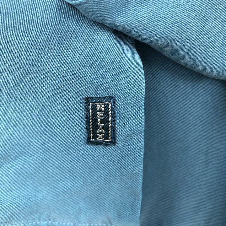 Tommy Bahama Relax Short-Sleeve Open-Collar Silk Shirt, Men's Size M, Boxy Shirt silk blue type Vintage Second Hand