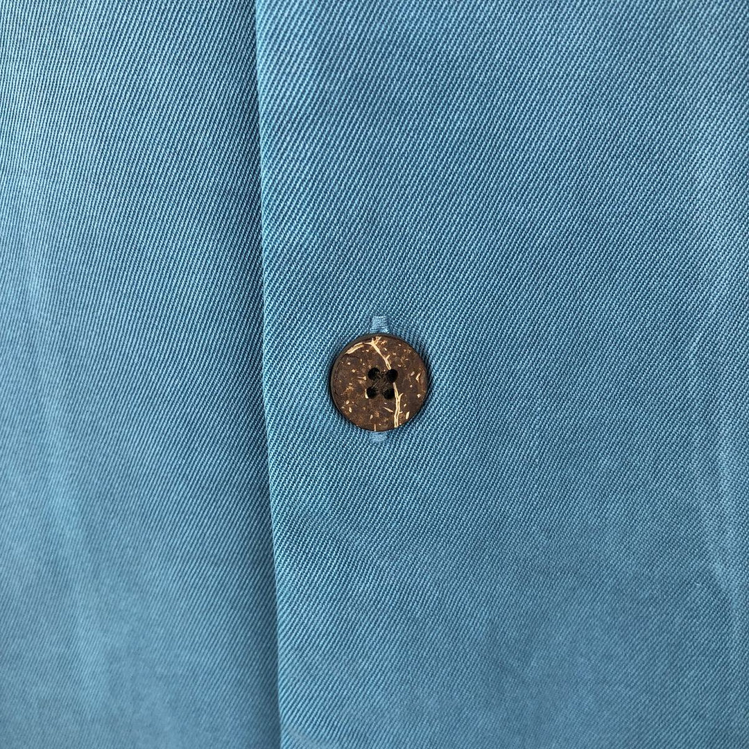 Tommy Bahama Relax Short-Sleeve Open-Collar Silk Shirt, Men's Size M, Boxy Shirt silk blue type Vintage Second Hand