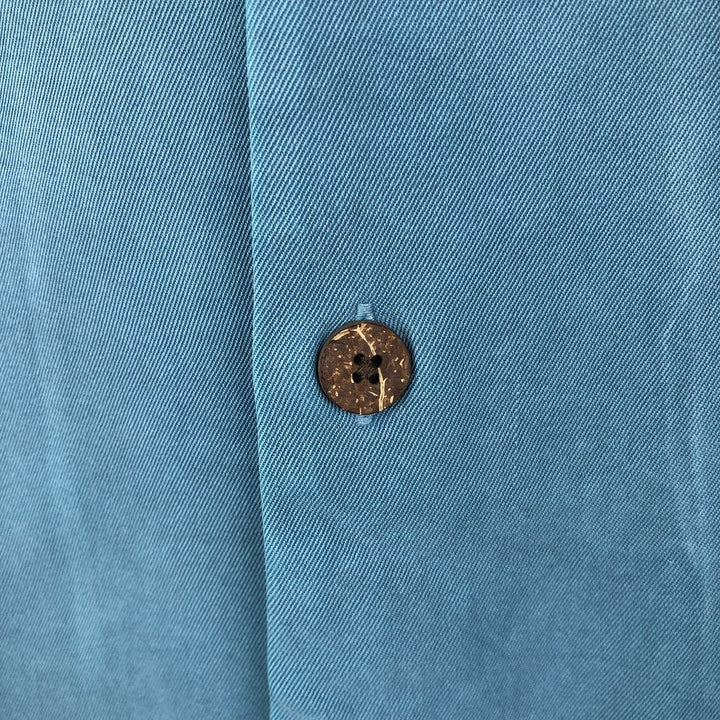 Tommy Bahama Relax Short-Sleeve Open-Collar Silk Shirt, Men's Size M, Boxy Shirt silk blue type Vintage Second Hand
