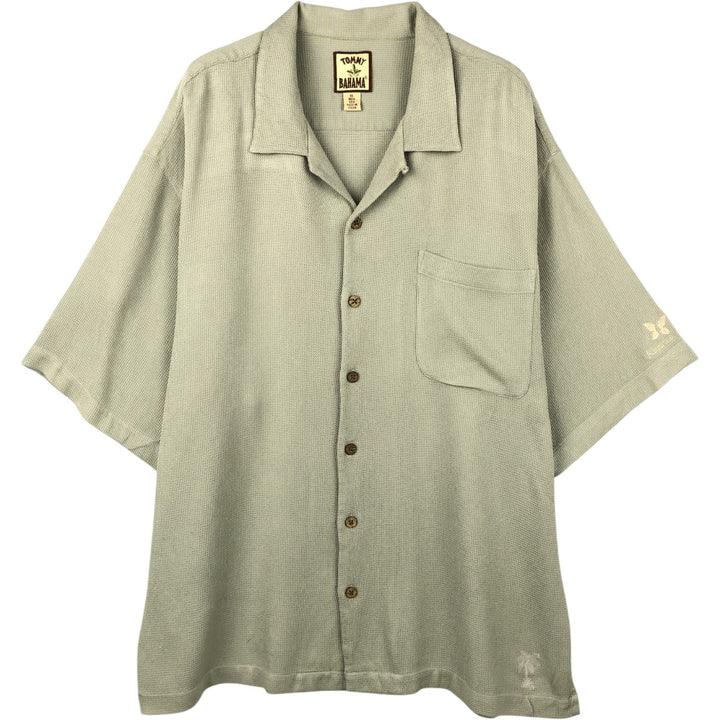 Tommy Bahama Kapalua Short-Sleeve Open-Collar Silk Shirt, Boxy Fit, Men's Size XL silk Khaki type sage green Vintage Second Hand