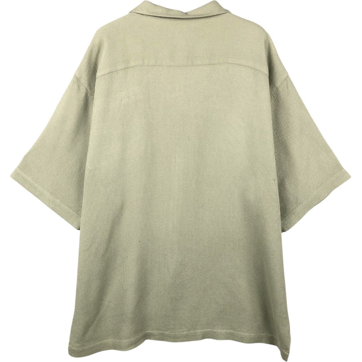 Tommy Bahama Kapalua Short-Sleeve Open-Collar Silk Shirt, Boxy Fit, Men's Size XL silk Khaki type sage green Vintage Second Hand