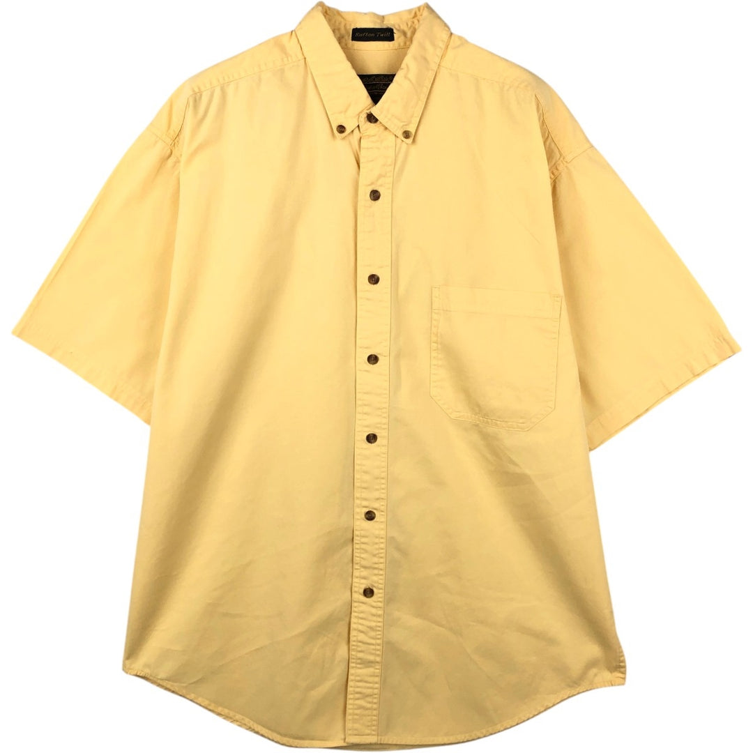 80s-90'S Eddie Bauer Rufton Twill Black Tag Short-Sleeve Button-Down Shirt Men's Size L (Equivalent) Vintage cotton yellow type Vintage Second Hand