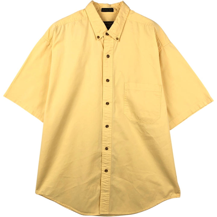 80s-90'S Eddie Bauer Rufton Twill Black Tag Short-Sleeve Button-Down Shirt Men's Size L (Equivalent) Vintage cotton yellow type Vintage Second Hand