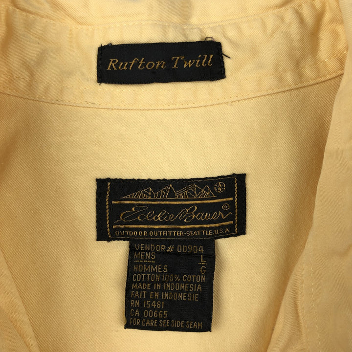 80s-90'S Eddie Bauer Rufton Twill Black Tag Short-Sleeve Button-Down Shirt Men's Size L (Equivalent) Vintage cotton yellow type Vintage Second Hand