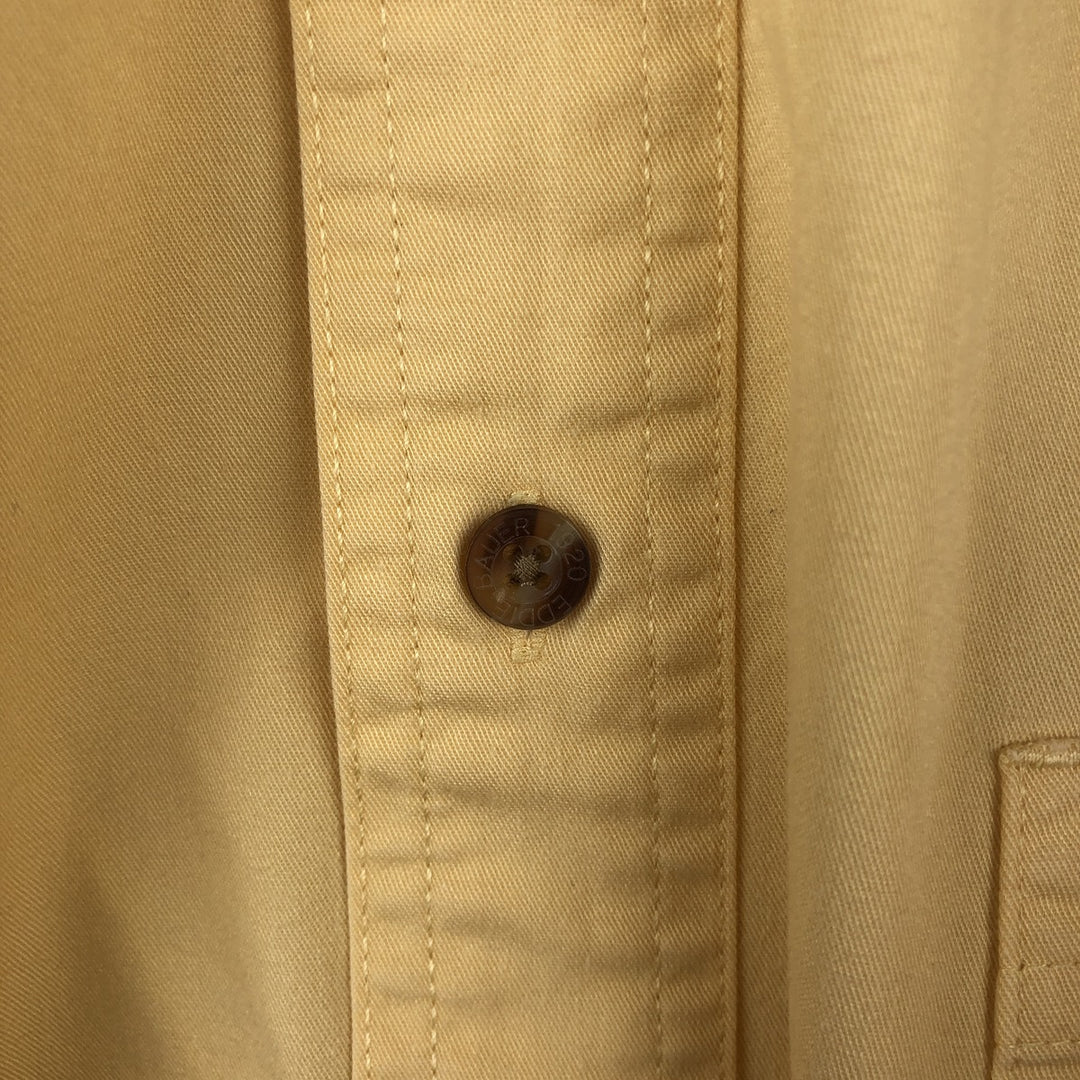 80s-90'S Eddie Bauer Rufton Twill Black Tag Short-Sleeve Button-Down Shirt Men's Size L (Equivalent) Vintage cotton yellow type Vintage Second Hand