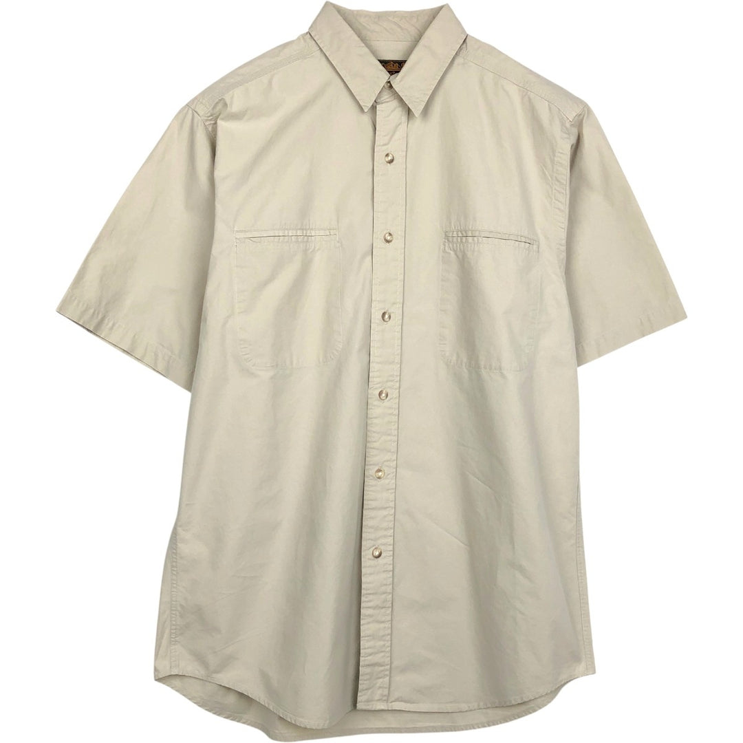 80s-90'S Eddie Bauer Black Tag Short Sleeve Cotton Shirt Men's Medium Vintage cotton Khaki type beige Vintage Second Hand