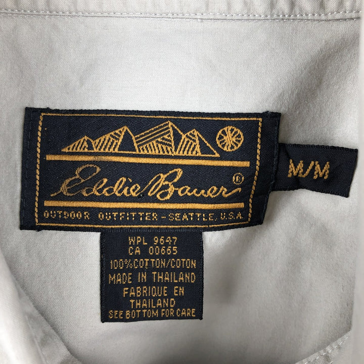 80s-90'S Eddie Bauer Black Tag Short Sleeve Cotton Shirt Men's Medium Vintage cotton Khaki type beige Vintage Second Hand