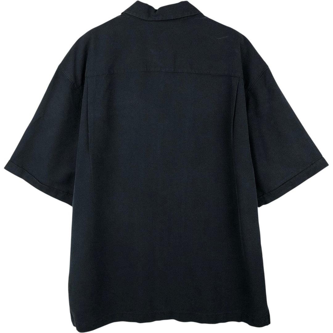 Jamaica Jaxx Short-Sleeve Open-Collar Silk Shirt, Boxy Fit, Men's Size XL (approx.) silk black type Vintage Second Hand