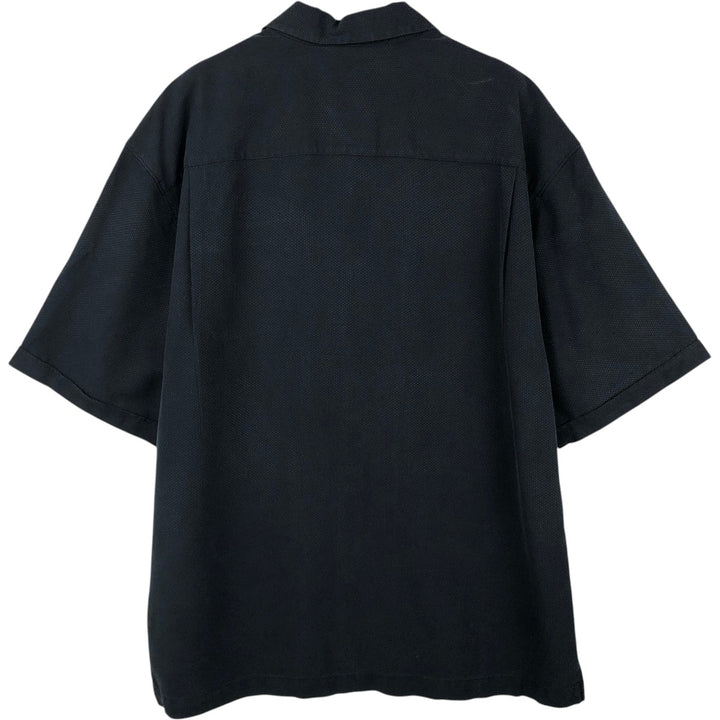 Jamaica Jaxx Short-Sleeve Open-Collar Silk Shirt, Boxy Fit, Men's Size XL (approx.) silk black type Vintage Second Hand