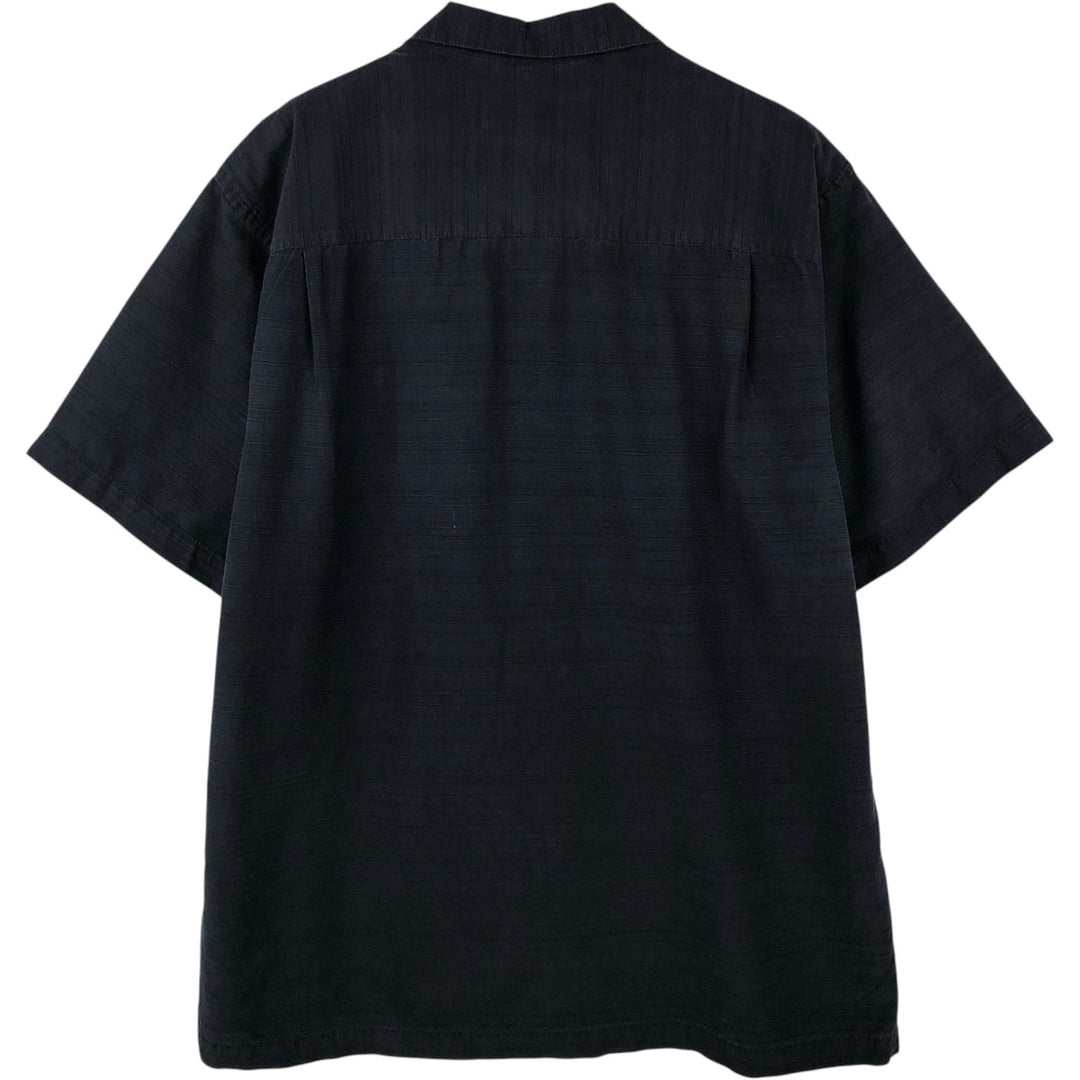GEOFFREY BEENE Border Pattern Multi-stripe Short-Sleeve Open Collar Silk Shirt Box Shirt Men's Size L silk black type Vintage Second Hand