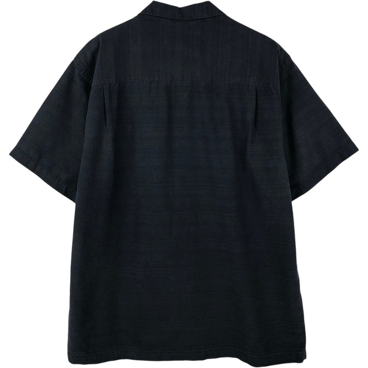 GEOFFREY BEENE Border Pattern Multi-stripe Short-Sleeve Open Collar Silk Shirt Box Shirt Men's Size L silk black type Vintage Second Hand