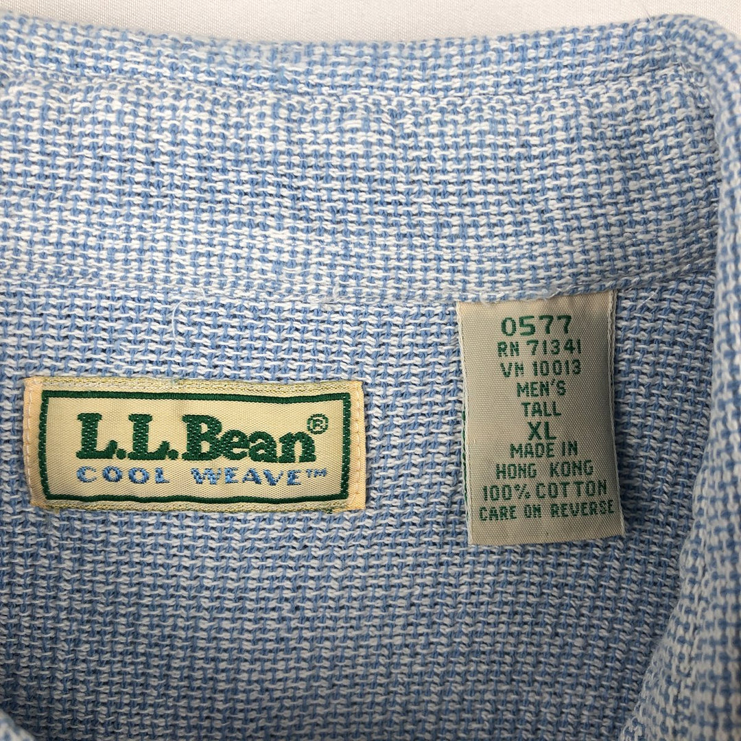 ~90'S L.L.Bean COOL WEAVE Short-Sleeve Cotton Shirt, Men's XL Equivalent, Boxy Shirt, Vintage cotton Blue type light blue Vintage Second Hand