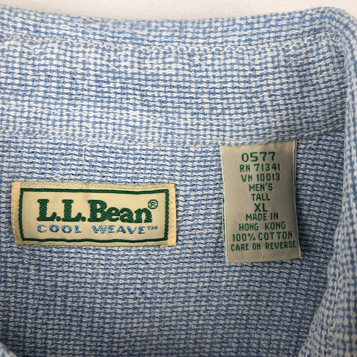 ~90'S L.L.Bean COOL WEAVE Short-Sleeve Cotton Shirt, Men's XL Equivalent, Boxy Shirt, Vintage cotton Blue type light blue Vintage Second Hand