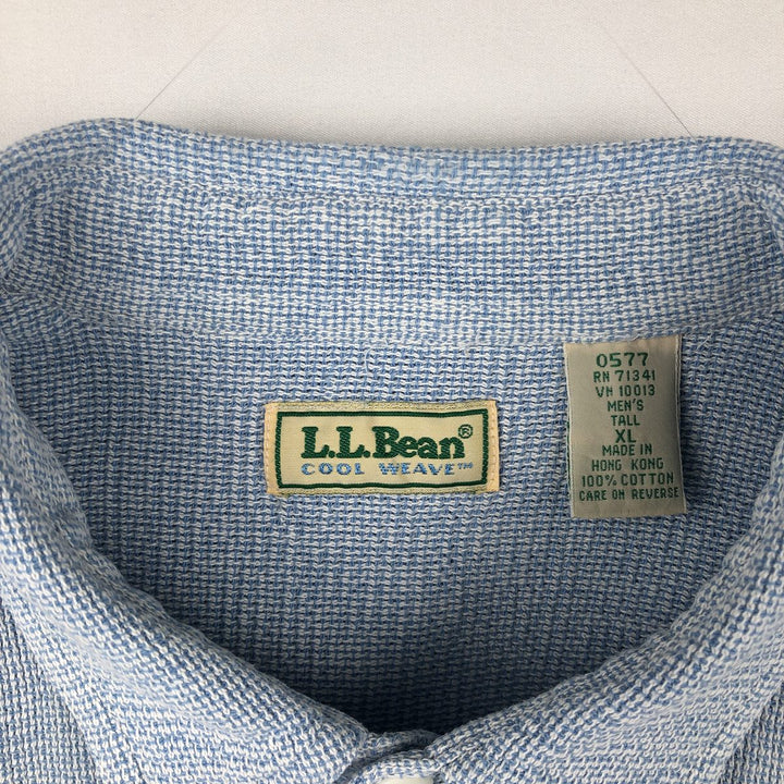~90'S L.L.Bean COOL WEAVE Short-Sleeve Cotton Shirt, Men's XL Equivalent, Boxy Shirt, Vintage cotton Blue type light blue Vintage Second Hand