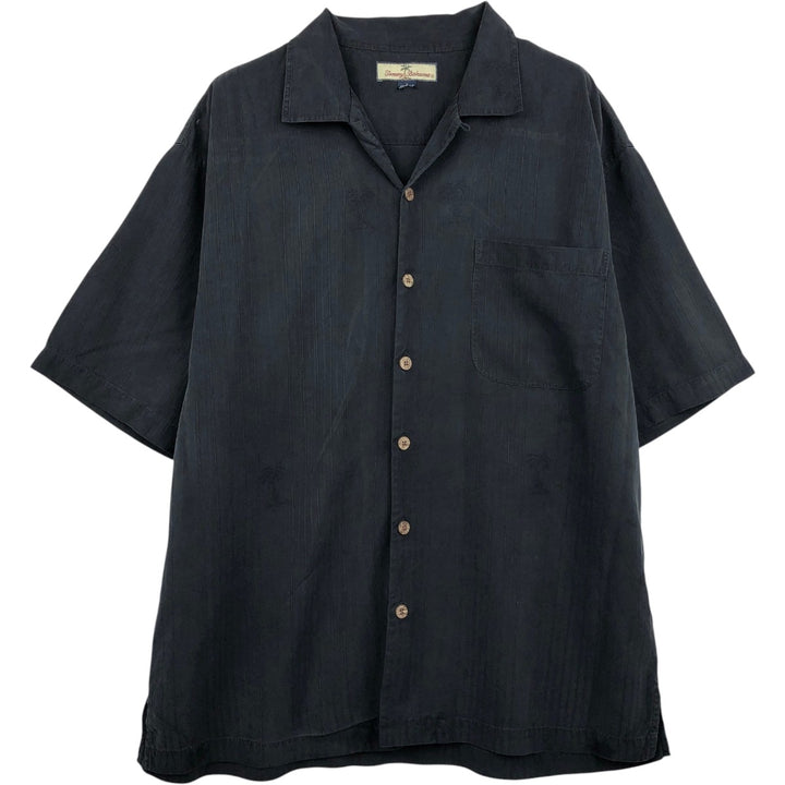 Tommy Bahama RELAX Stripe Pattern Multi-Stripe Short-Sleeve Open Collar Silk Shirt Box Shirt Men's Size L silk black type Vintage Second Hand