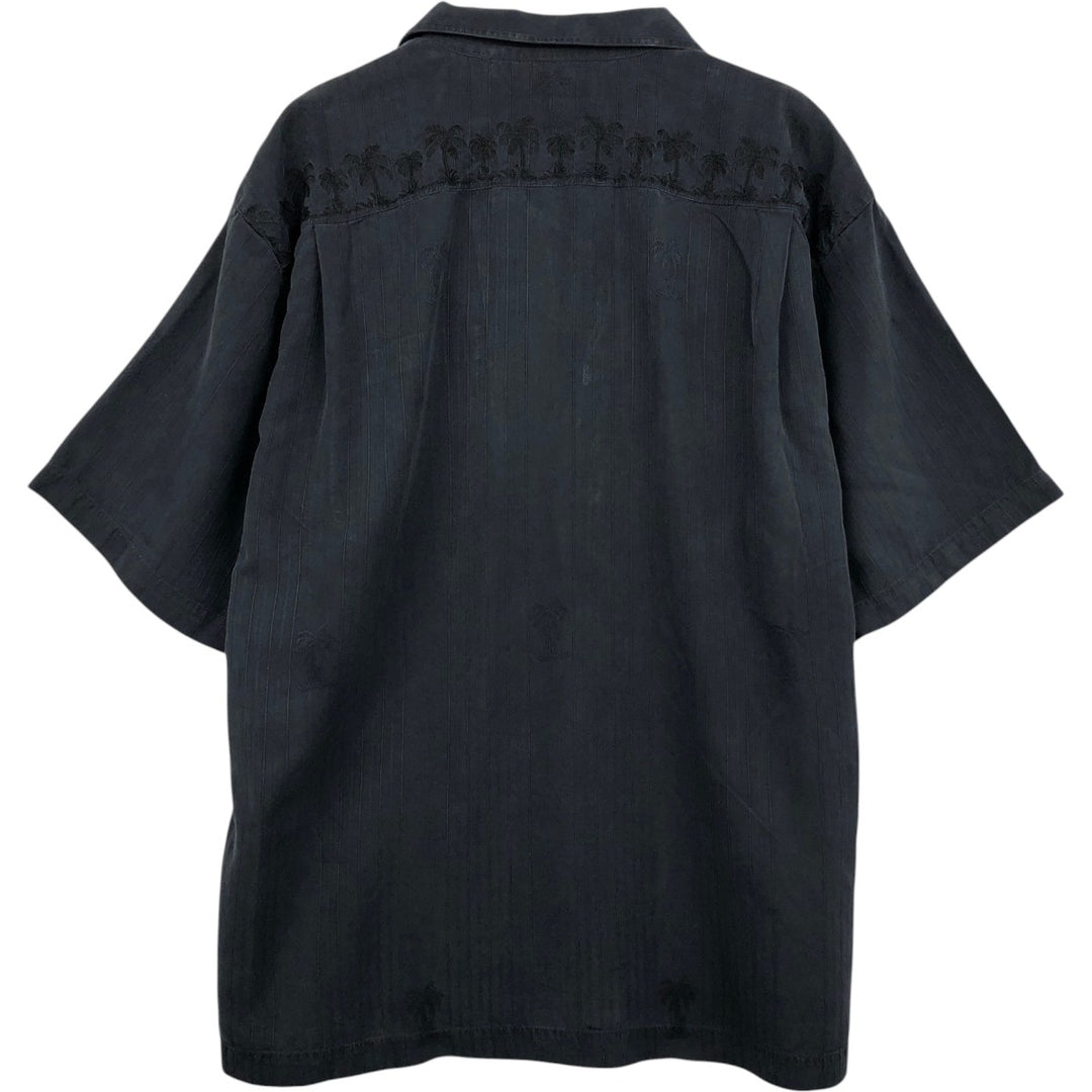 Tommy Bahama RELAX Stripe Pattern Multi-Stripe Short-Sleeve Open Collar Silk Shirt Box Shirt Men's Size L silk black type Vintage Second Hand