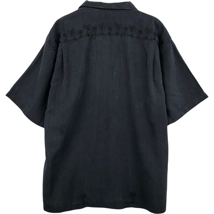 Tommy Bahama RELAX Stripe Pattern Multi-Stripe Short-Sleeve Open Collar Silk Shirt Box Shirt Men's Size L silk black type Vintage Second Hand