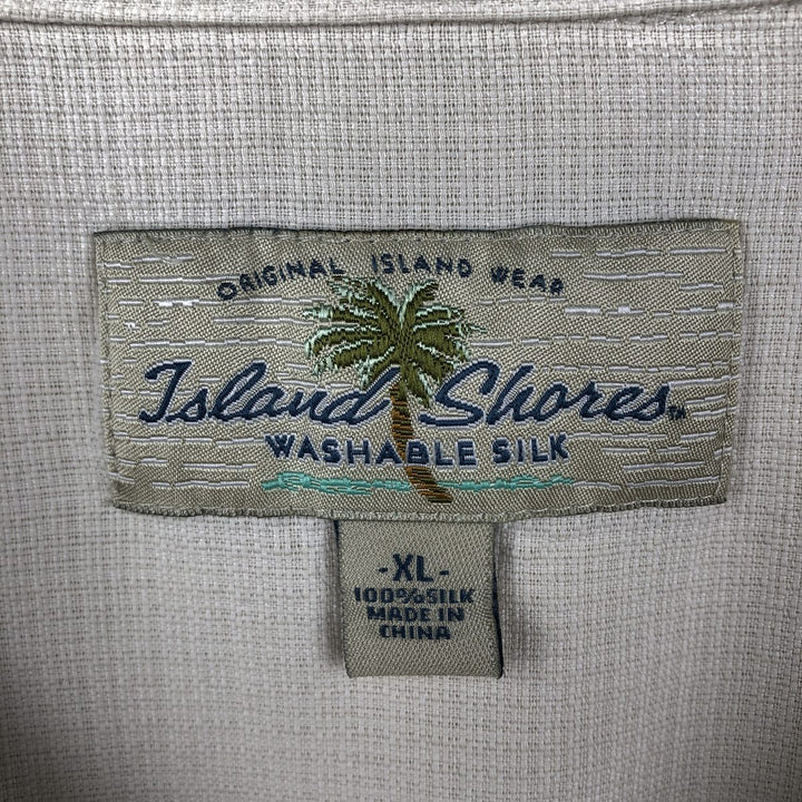 Island Shores Washable Silk Open Collar Silk Hawaiian Aloha Shirt Box Shirt Men's XL Equivalent silk Beige type Vintage Second Hand