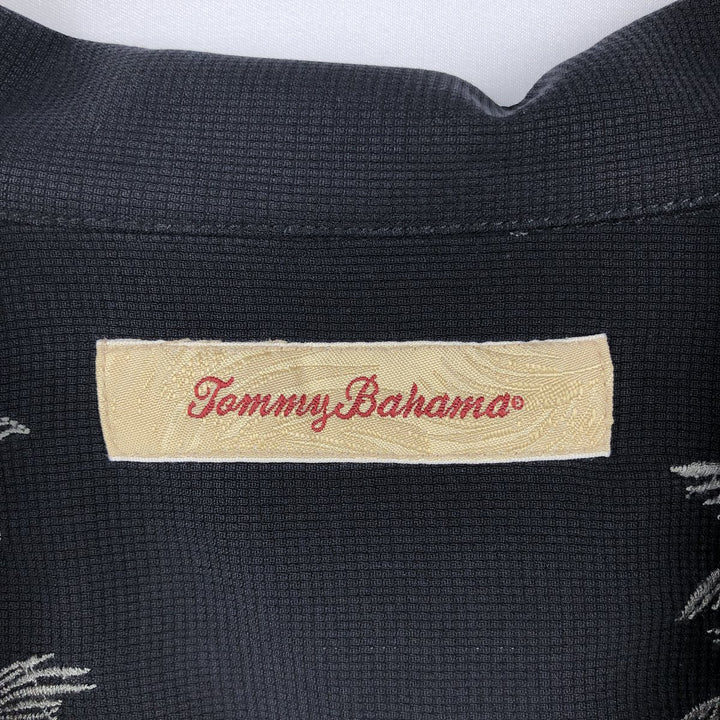 Tommy Bahama short sleeve open collar silk shirt, box shirt, men's XL size silk black type Vintage Second Hand