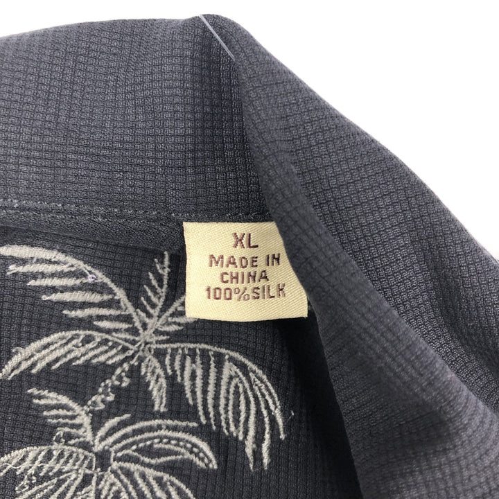 Tommy Bahama short sleeve open collar silk shirt, box shirt, men's XL size silk black type Vintage Second Hand