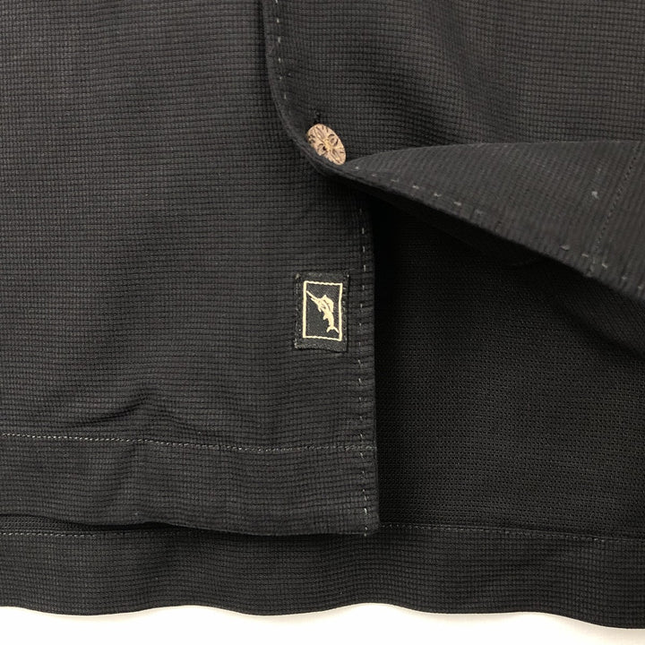 Tommy Bahama short sleeve open collar silk shirt, box shirt, men's XL size silk black type Vintage Second Hand