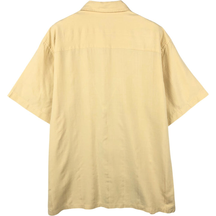 Pendleton Check Pattern Short-Sleeve Silk Shirt, Boxy Shirt, Men's Size M (approx.) silk Beige type Vintage Second Hand