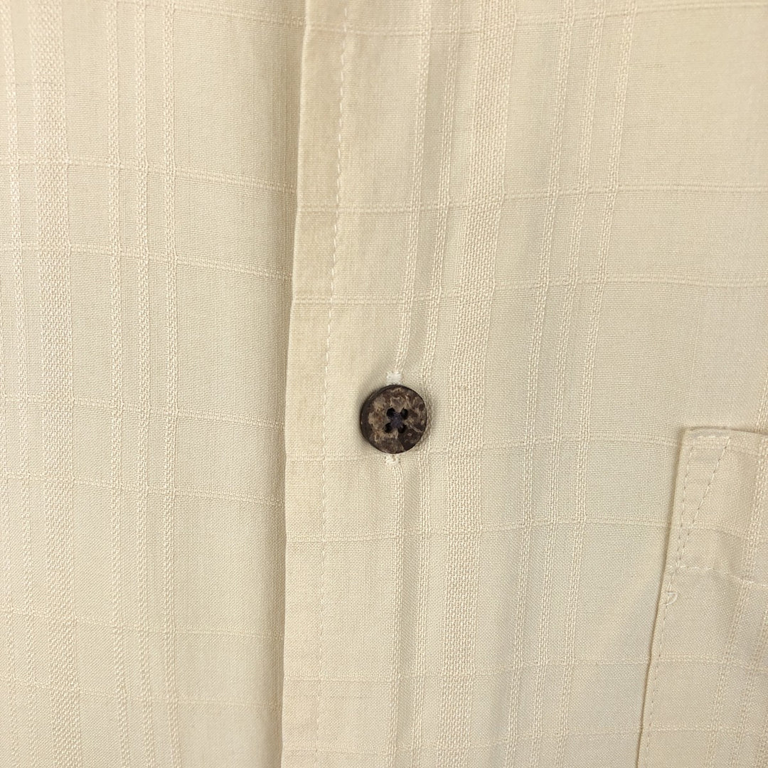 Pendleton Check Pattern Short-Sleeve Silk Shirt, Boxy Shirt, Men's Size M (approx.) silk Beige type Vintage Second Hand