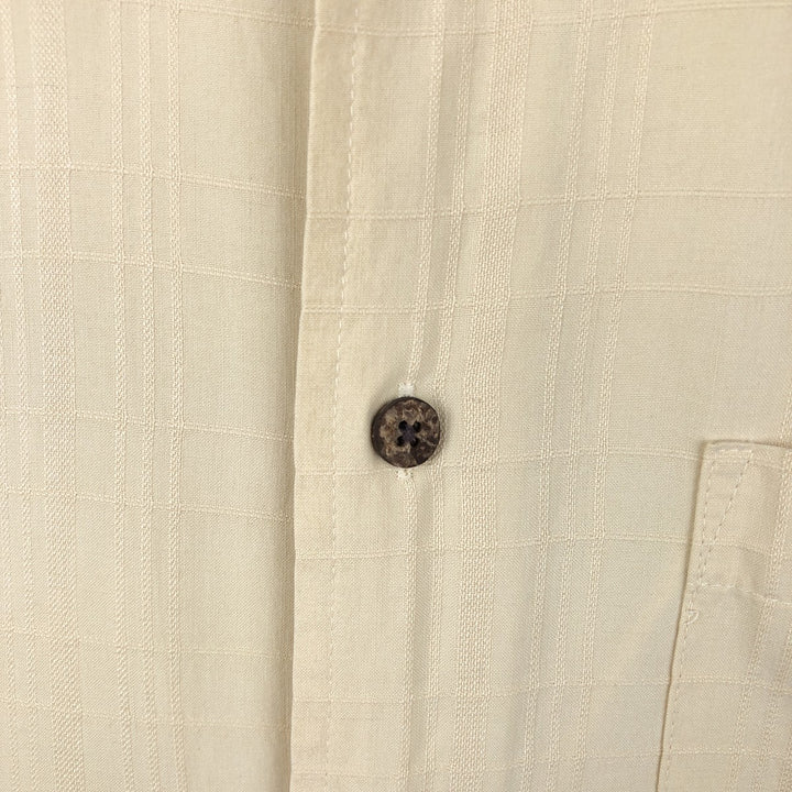 Pendleton Check Pattern Short-Sleeve Silk Shirt, Boxy Shirt, Men's Size M (approx.) silk Beige type Vintage Second Hand
