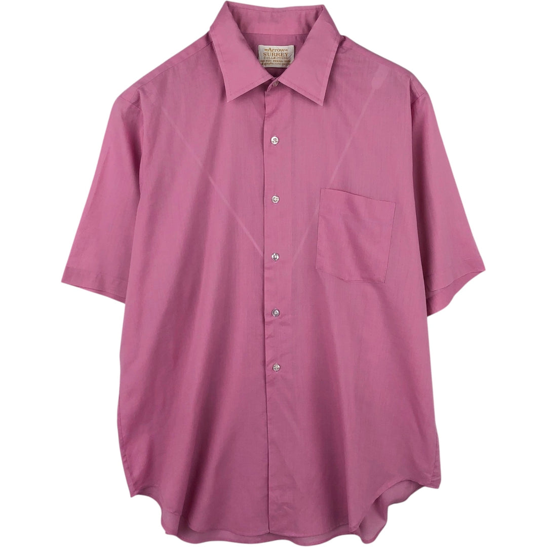 70'S Arrow Short-Sleeve Polyester Shirt, Men's Size L (Equivalent), Vintage polyester pink type Vintage Second Hand