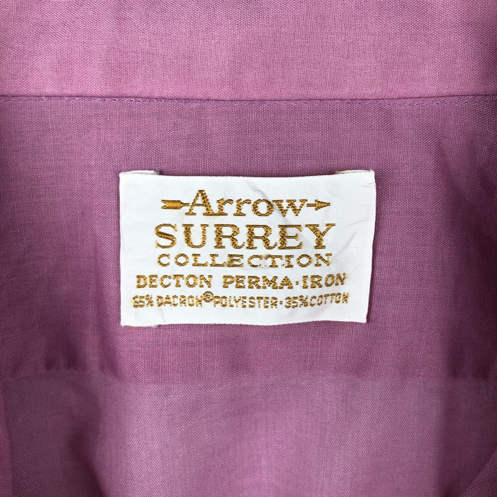 70'S Arrow Short-Sleeve Polyester Shirt, Men's Size L (Equivalent), Vintage polyester pink type Vintage Second Hand
