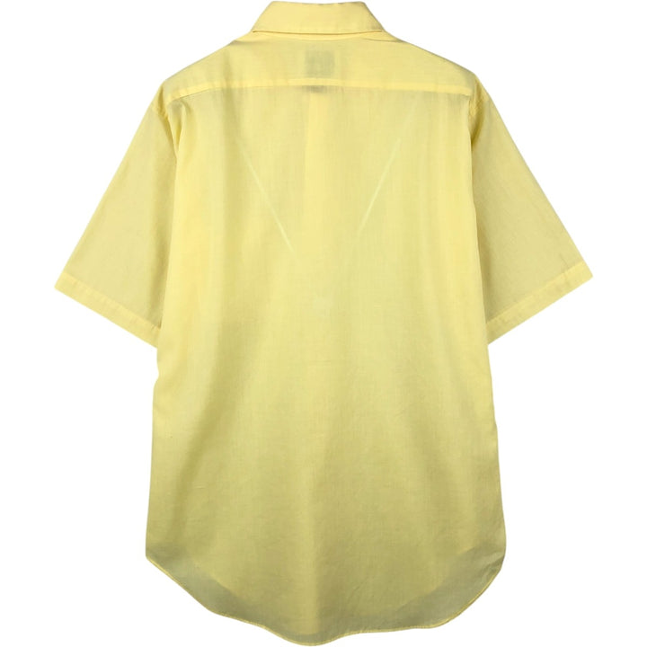 1960s-1970'S Arrow Belmont Club Short-Sleeve Poly-Cotton Shirt, Made in USA, Men's Size L (Equivalent), Vintage polyester lemon yellow Vintage Second Hand