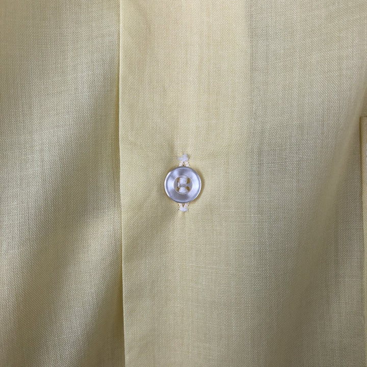 1960s-1970'S Arrow Belmont Club Short-Sleeve Poly-Cotton Shirt, Made in USA, Men's Size L (Equivalent), Vintage polyester lemon yellow Vintage Second Hand