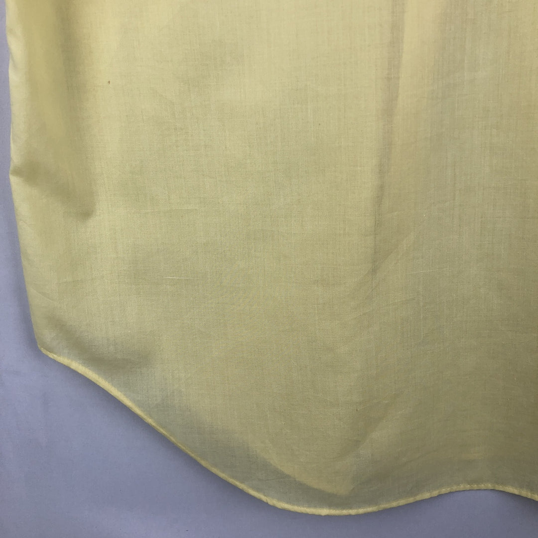1960s-1970'S Arrow Belmont Club Short-Sleeve Poly-Cotton Shirt, Made in USA, Men's Size L (Equivalent), Vintage polyester lemon yellow Vintage Second Hand