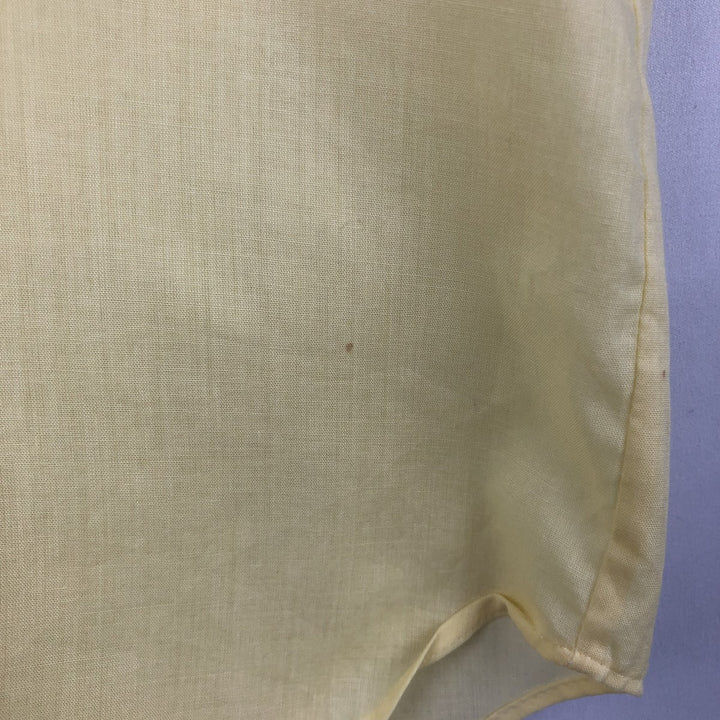 1960s-1970'S Arrow Belmont Club Short-Sleeve Poly-Cotton Shirt, Made in USA, Men's Size L (Equivalent), Vintage polyester lemon yellow Vintage Second Hand