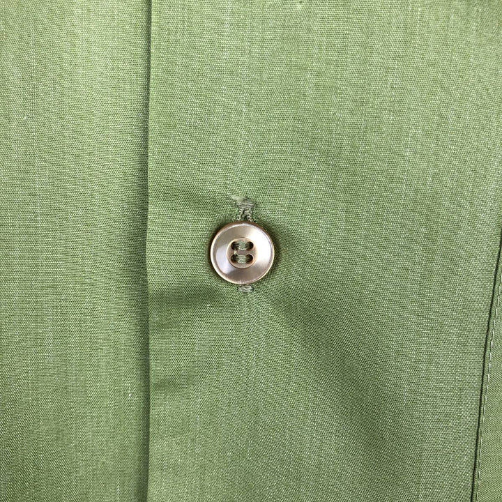 1970'S Montgomery Ward Short-Sleeve Poly-Cotton Shirt, Men's Size L (Equivalent), Vintage polyester green type Vintage Second Hand