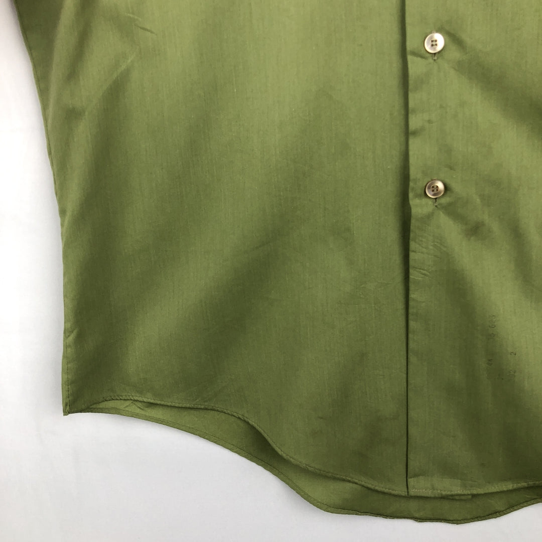 1970'S Montgomery Ward Short-Sleeve Poly-Cotton Shirt, Men's Size L (Equivalent), Vintage polyester green type Vintage Second Hand